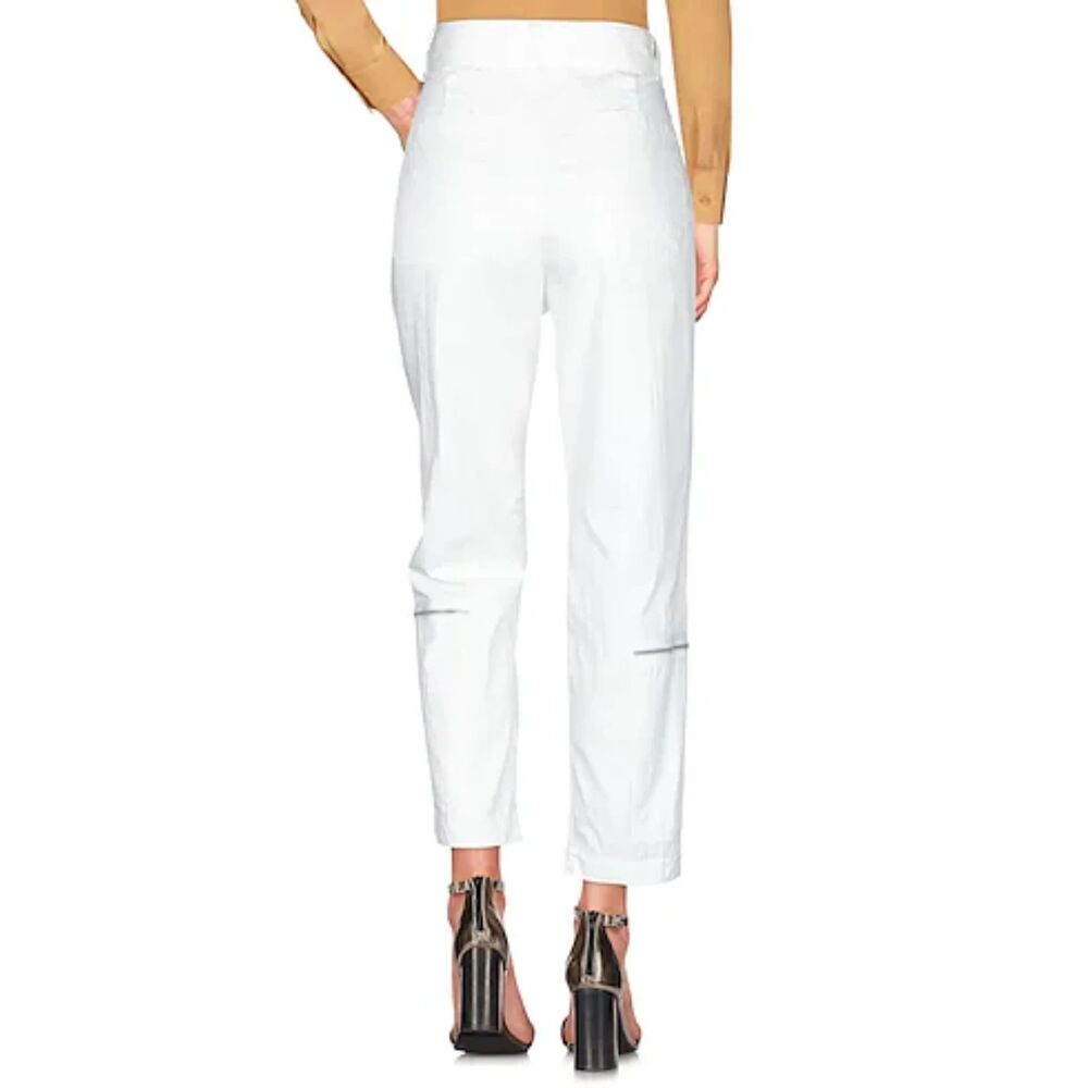 HELMUT LANG Womens Pants Size 10 White Tapered Crop Belted Zippers FLIGHT $540 - Picture 3 of 12